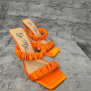 Miss Popular Heeled Mules - Orange
